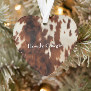 Brown Cream Southwest Cowhide Ornament