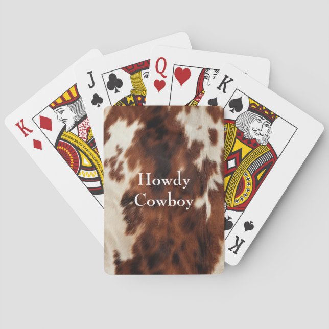 Brown Cream Southwest Cowhide Playing Cards (Back)