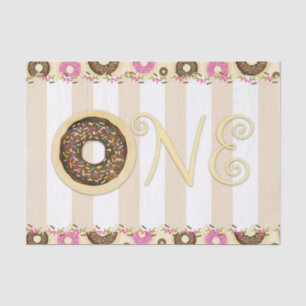 Brown Cream Sprinkle Doughnuts ONE 1ST Birthday Pa Tissue Paper