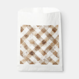 Brown Cream Squares Spider Webs Halloween Favour Bags