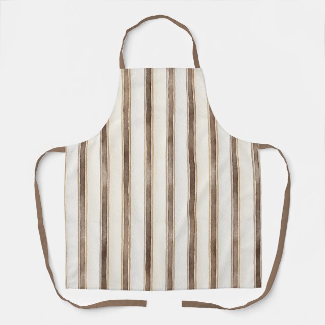 Brown Cream Stripes Apron (Front)