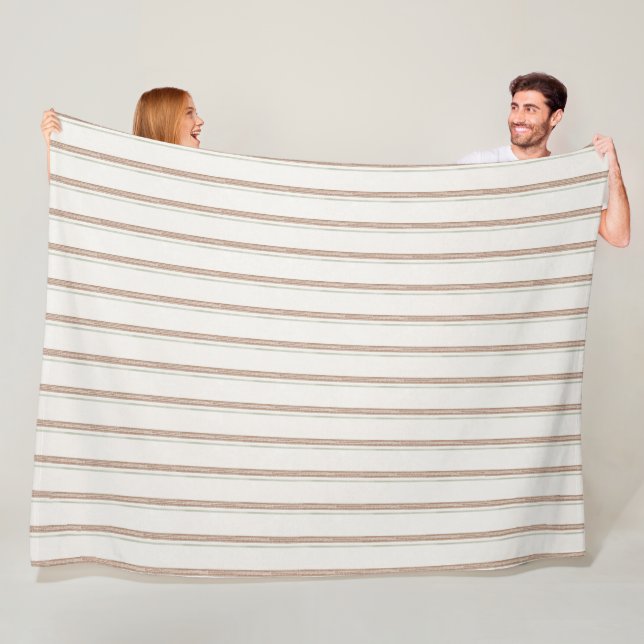 Brown Cream Stripes Birthday Fleece Blanket (In Situ)
