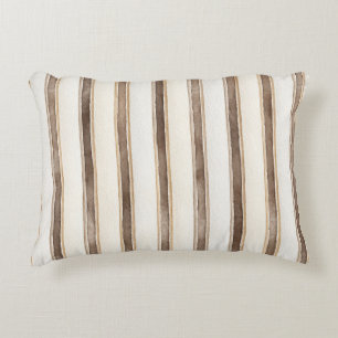 Brown Cream Stripes Decorative Cushion