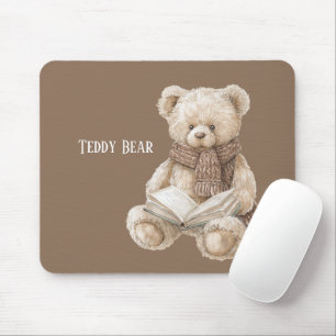 Brown Cream Teddy Bear Book Mouse Mat