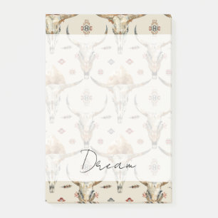 Brown Cream Tribal Native Feathers Skulls Post-it Notes