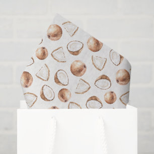 Brown Cream Tropical Coconut Birthday Tissue Paper