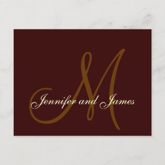 Brown Cream Wedding RSVP Card with Monogram