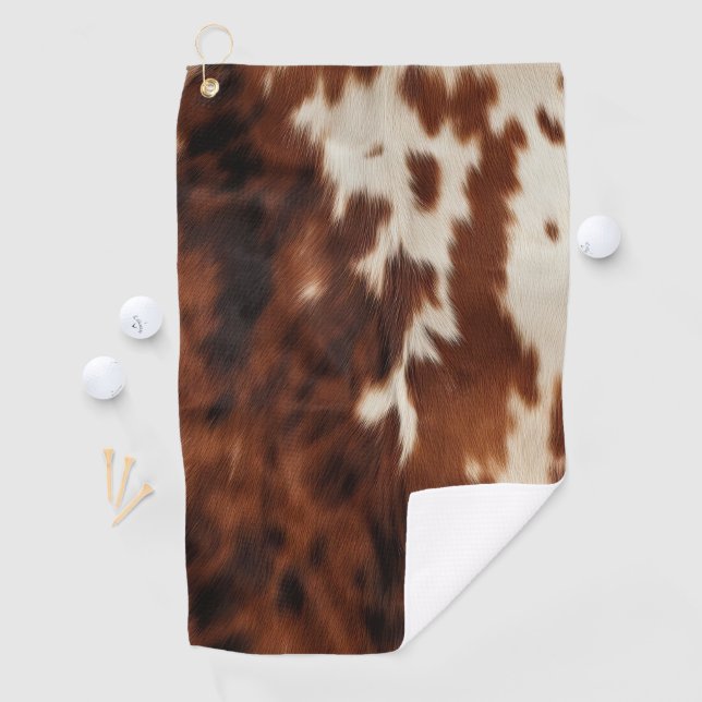 Brown Cream Western Cowhide  Golf Towel (InSitu)