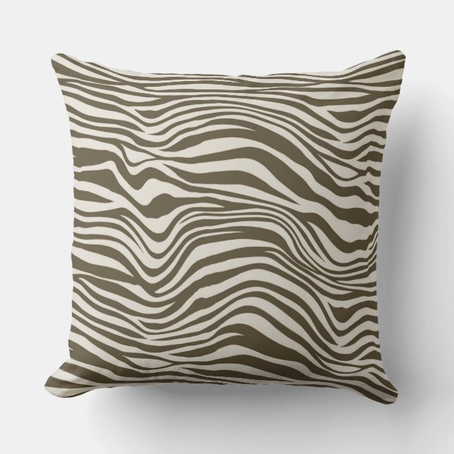 Brown Cream Zebra Print Cushion (Front)