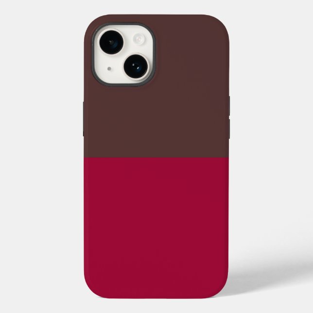 Brown Crimson Colour Block iPhone Case (Back)