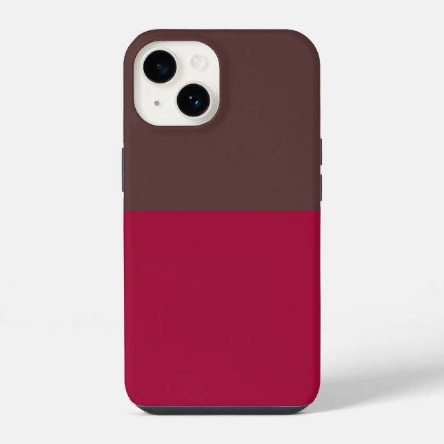 Brown Crimson Colour Block iPhone Case (Back)