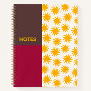 Brown Crimson Gold Sunburst Notebook - L