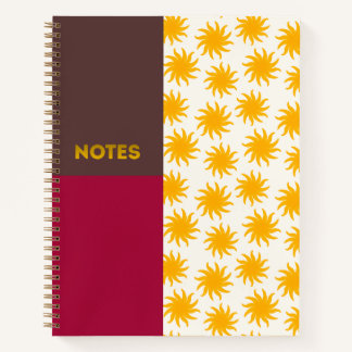 Brown Crimson Gold Sunburst Notebook - L