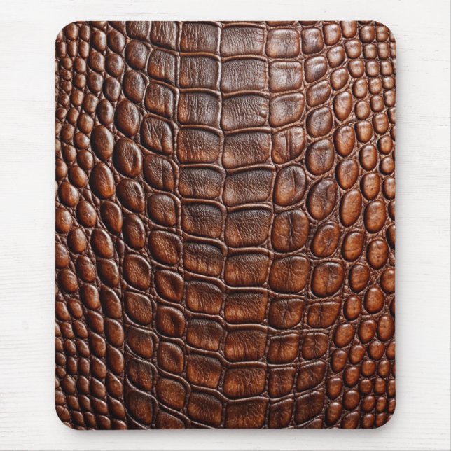Brown Crocodile Alligator Skin Faux Leather Print Mouse Mat (Front)