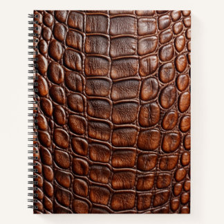 Brown Crocodile Alligator Skin Faux Leather Print Notebook