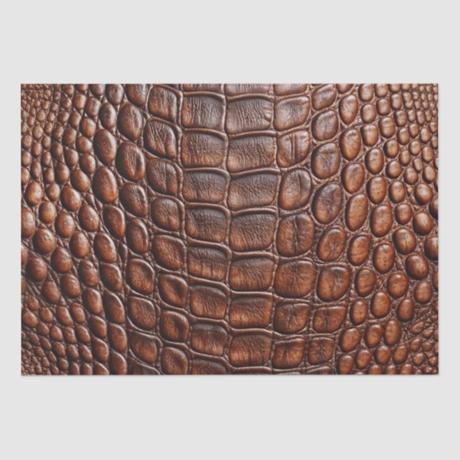 Brown Crocodile Alligator Skin Faux Leather Print Tissue Paper (Front)
