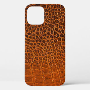Brown crocodile leather iPhone 12 case
