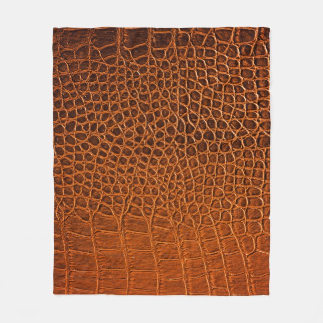 Brown crocodile leather fleece blanket (Front)