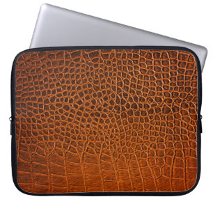 Brown crocodile leather laptop sleeve