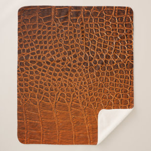 Brown crocodile leather sherpa blanket
