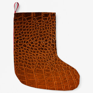 Brown crocodile leather small christmas stocking