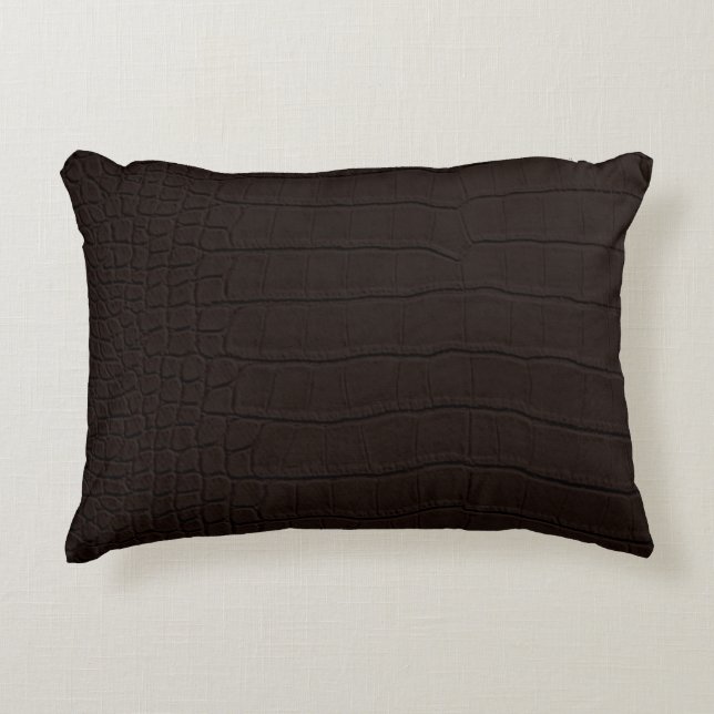 Brown Crocodile Skin Print Decorative Cushion (Front)