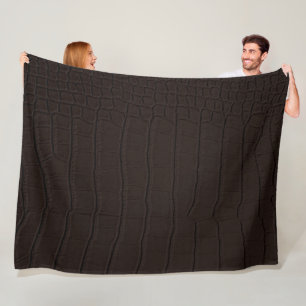 Brown Crocodile Skin Print Fleece Blanket