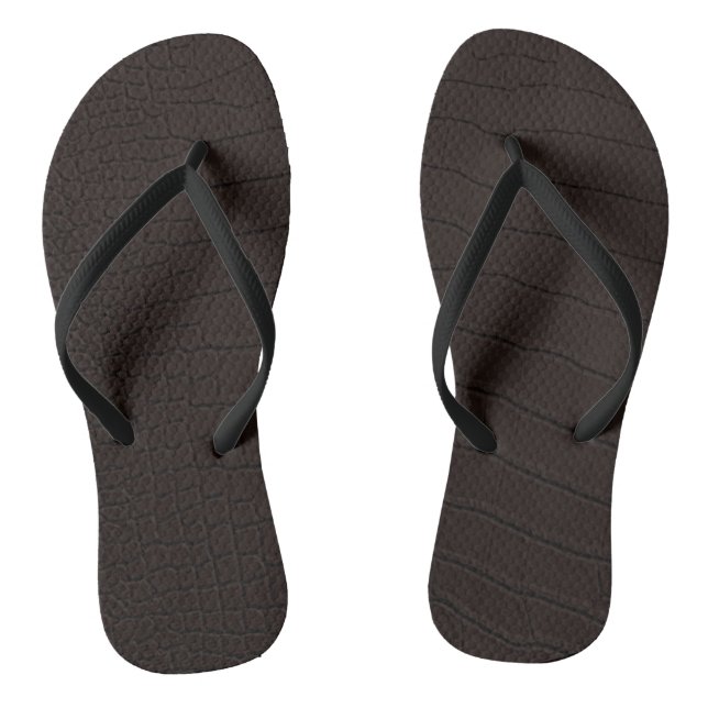 Brown Crocodile Skin Print Flip Flops (Footbed)