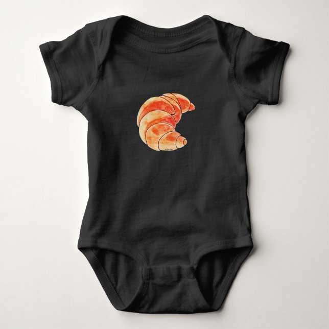 brown croissant bread baby bodysuit (Front)
