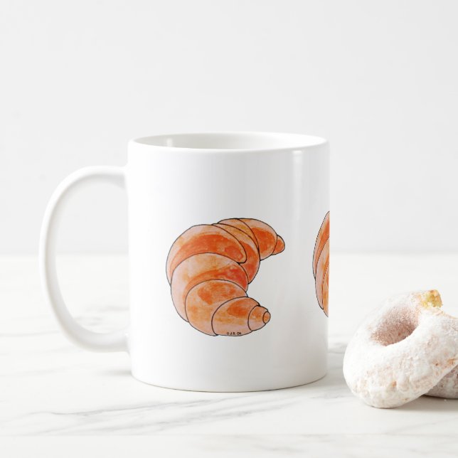 brown croissant bread coffee mug (With Donut)