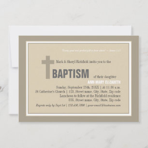 Brown Cross Baptism Invitation