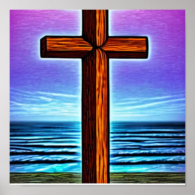 Brown Cross by the Waves Poster (Front)