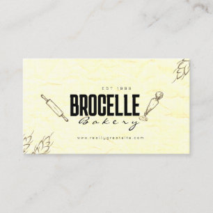 Brown Crumpled Paper Texture Restaurant Bakery Business Card