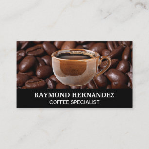 Brown Cup of Coffee   Coffee Beans Business Card