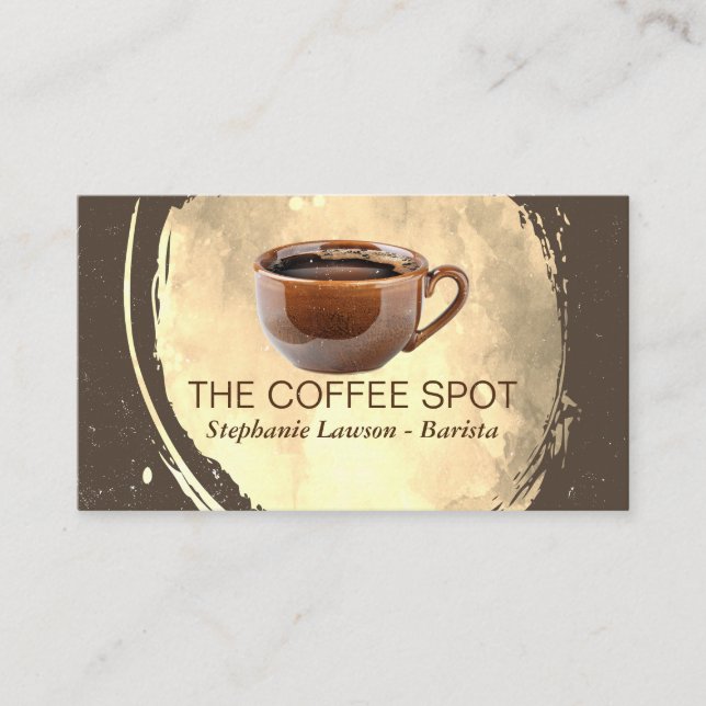 Brown Cup of Warm Coffee Business Card (Front)