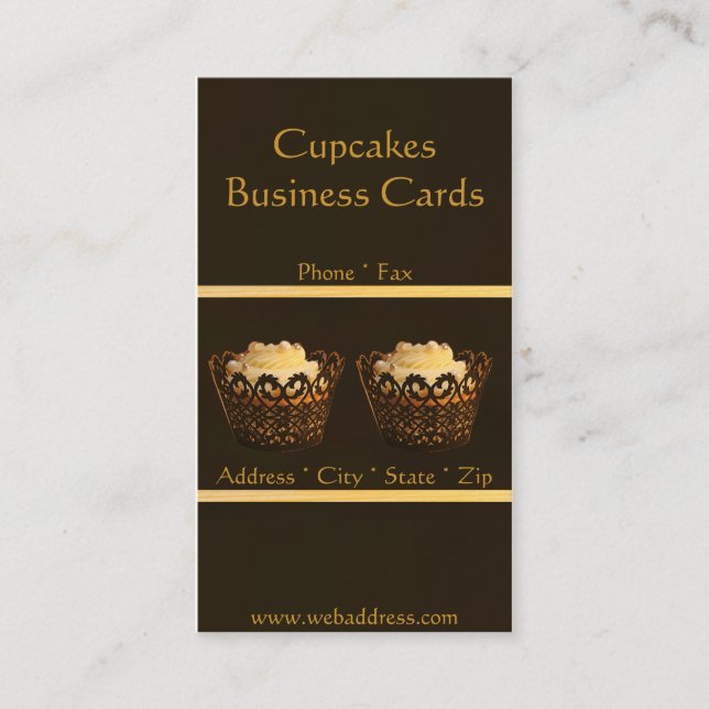 Brown Cupcake Bakery Business Cards (Front)