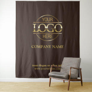 Brown Custom Business Logo Trade Show Backdrop Tapestry