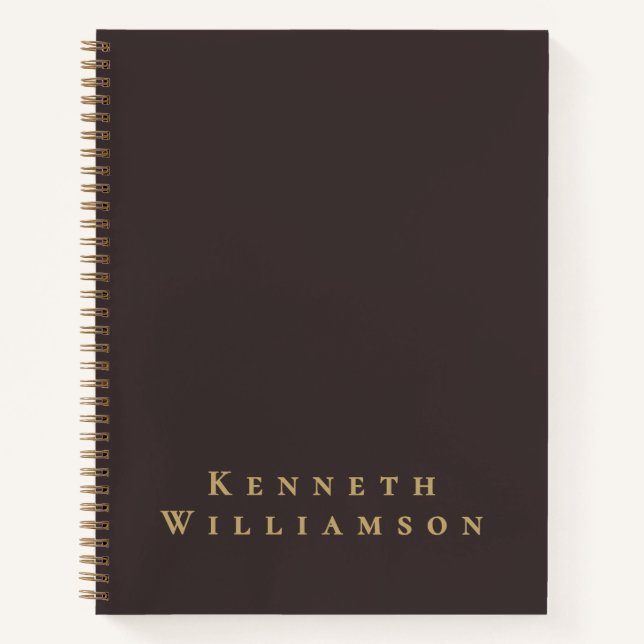 Brown Custom Name Gold Minimalist Elegant Men Notebook (Front)