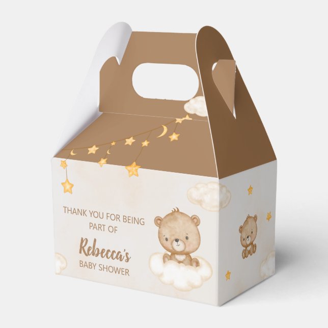 Brown Cute Bear We Can Bearly Wait Baby Shower Favour Box (Front Side)