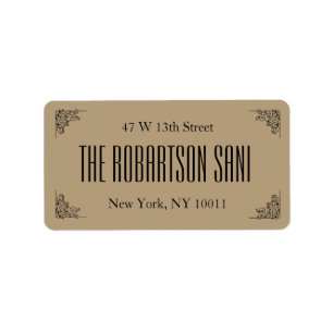 Brown Cute Couple Monogram Heart Return Address Label