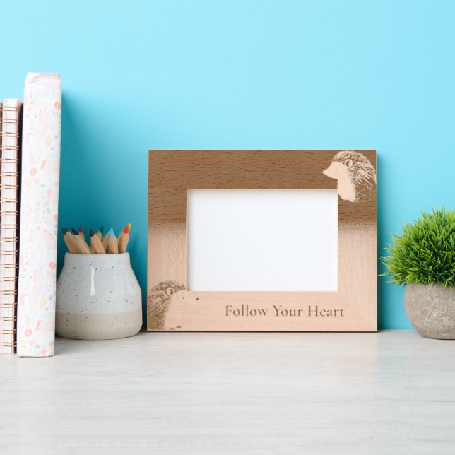 Brown Cute Hedgehog Animals Etched Frames (Front)