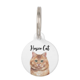 Brown Cute Hosico Cat Pet Tag