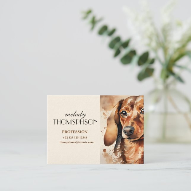 Brown Dachshund  Business Card (Standing Front)