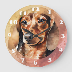 Brown Dachshund Large Clock