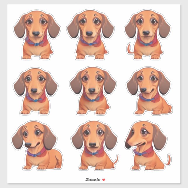 Brown Dachshund Puppy Kawaii Sticker Sheet (Sheet)