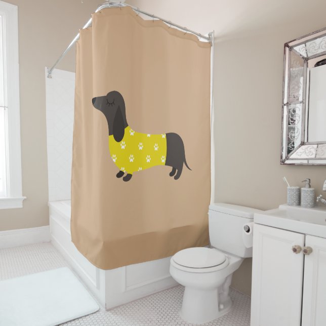 Brown Dachshund Shower Curtain (In Situ)