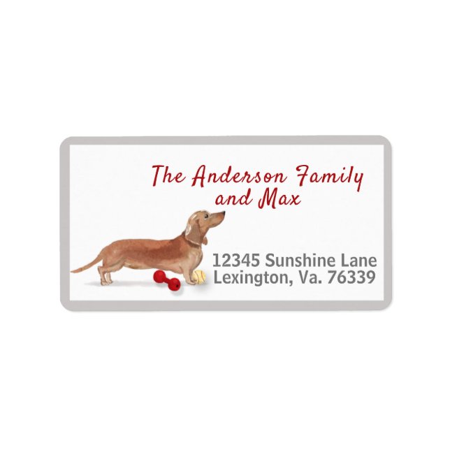 Brown Dachshund Toys Home Return Address  Label (Front)