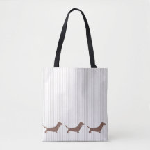 Brown Dachshunds on Beige Stripes
