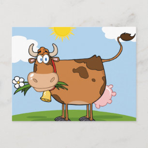 Brown Dairy Cow Postcard