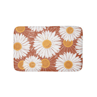 Brown Daisies: Seamless Flower Pattern Bath Mat